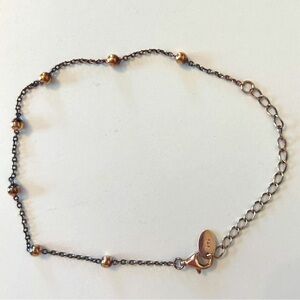 Rose gold plated 925 sterling silver Beaded ball Chain Bracelet adjustabledainty